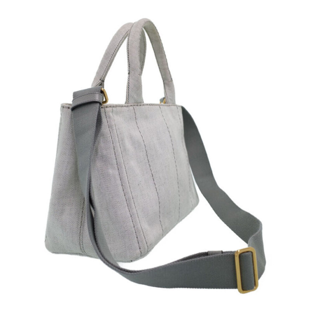 Prada 2way handles top canvas Canapa handbag Tote Gray
